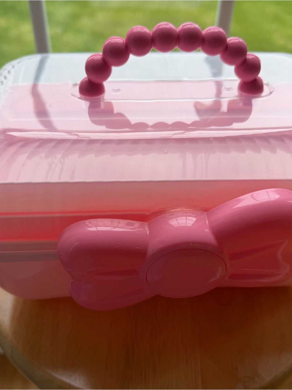 Pink Kids Cosmetic storage Case with Beaded Handle